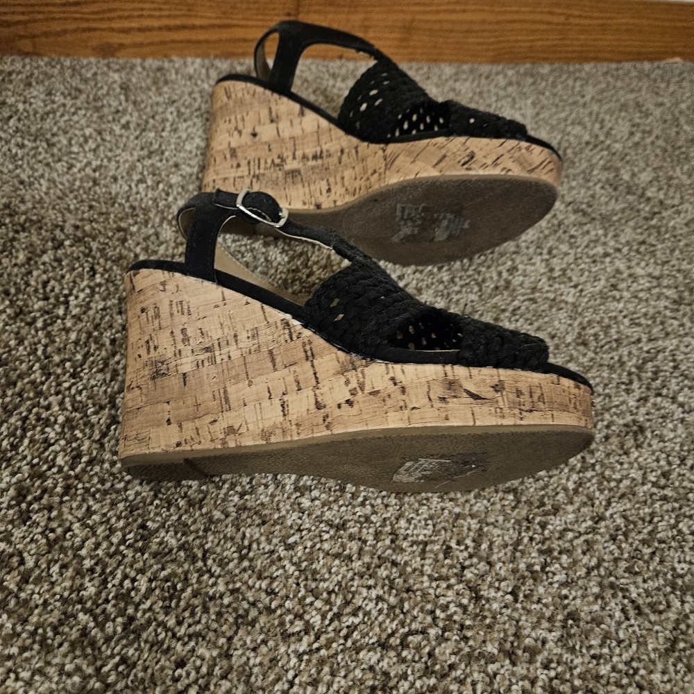 Wedge sandals black and brown size 7.5
